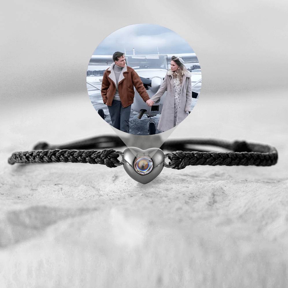 Custom Photo Bracelet Black Heart