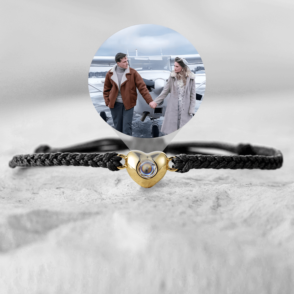 Custom Photo Bracelet Gold Heart
