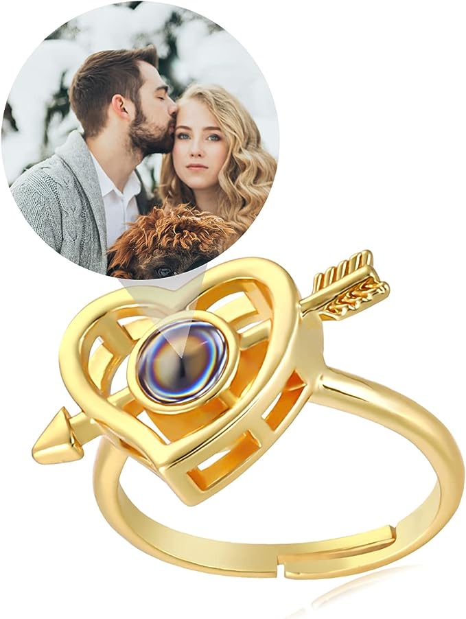 Free Size Ring Gold Cupid Heart