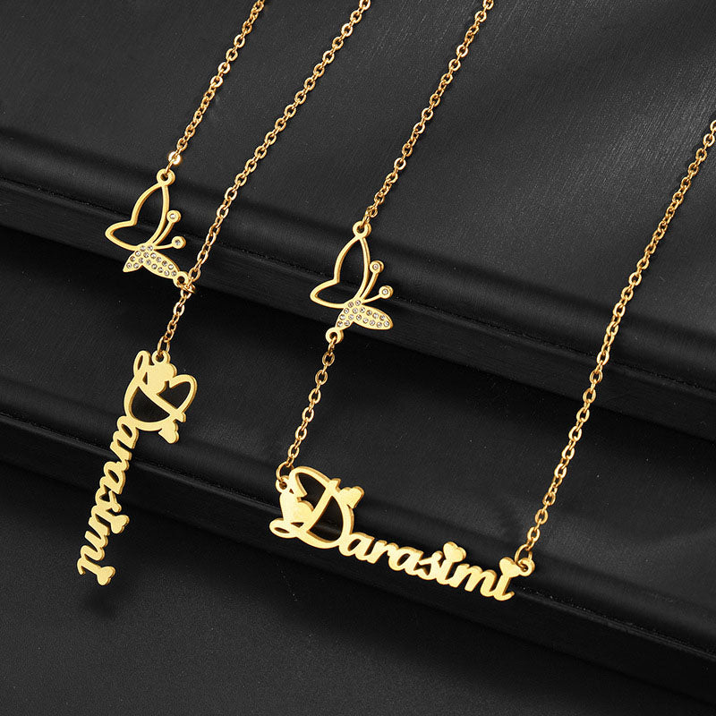 Stainless steel butterfly necklace