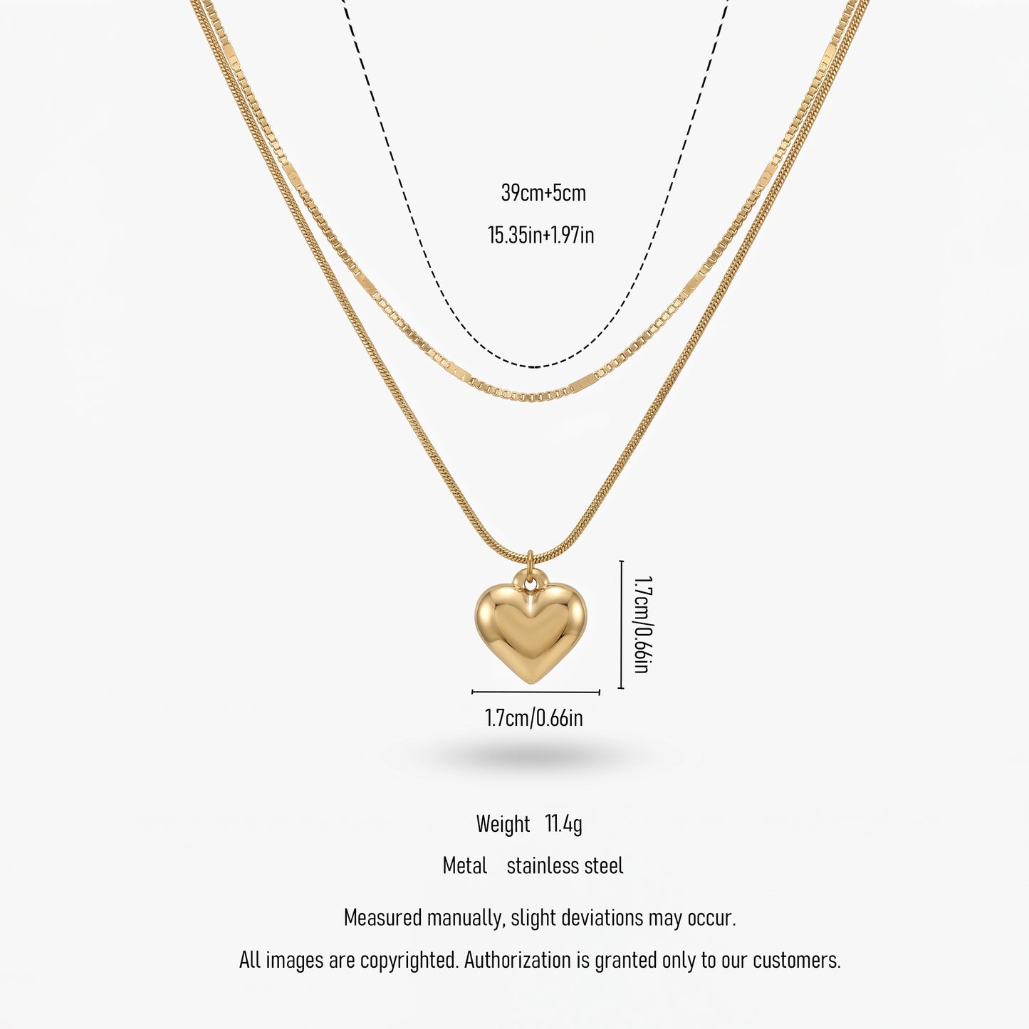 Puffy Heart Pendant Necklace – Minimalist Gold Stainless Steel Necklace with Soft Luxe Shine