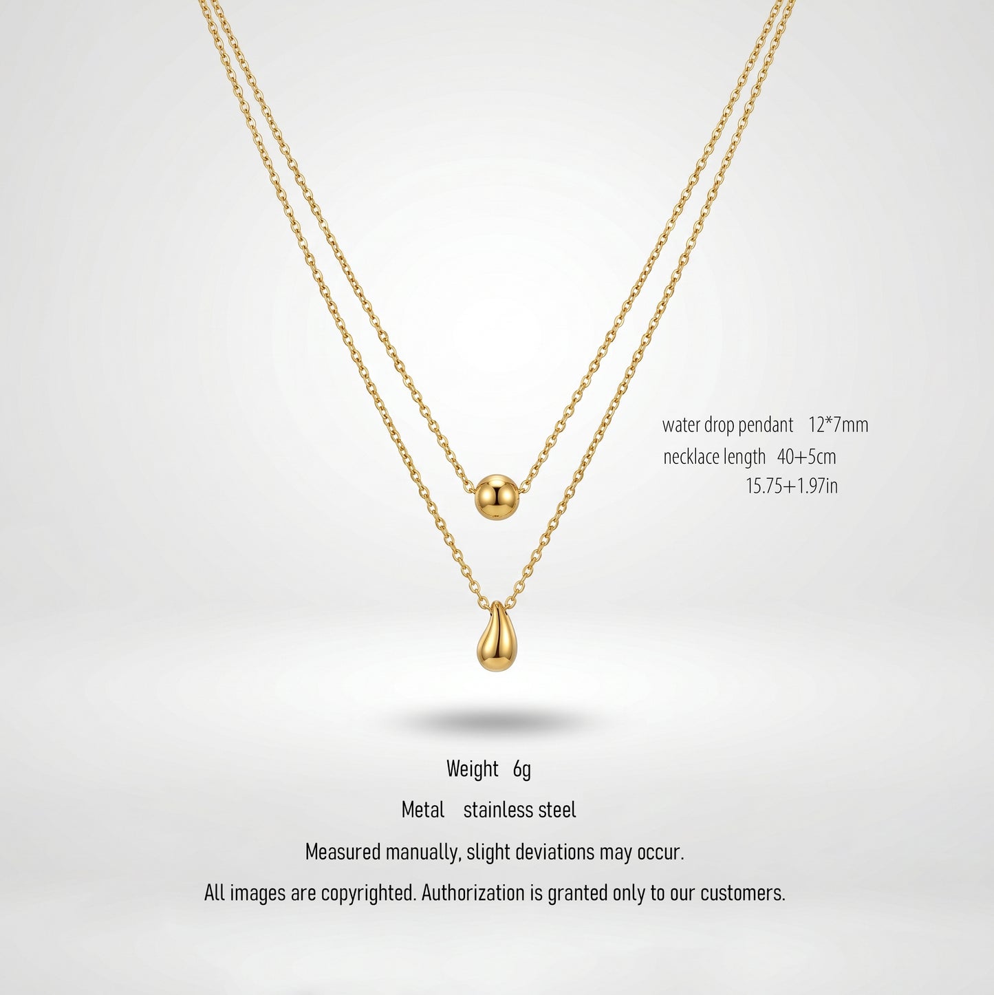 Tarnish-Free Double Layer Teardrop Necklace, All-Season Wear