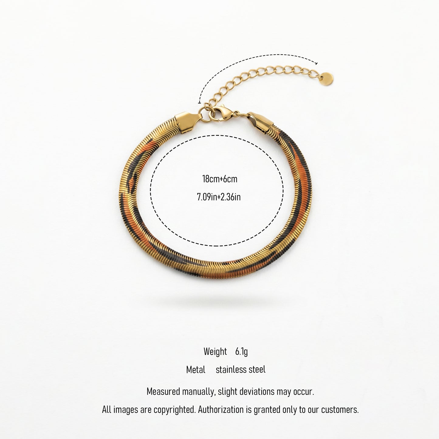 Luxury Gold Snake Chain Stainless Steel Bracelet Waterproof Minimalist Adjustable Wrist Jewelry for Women