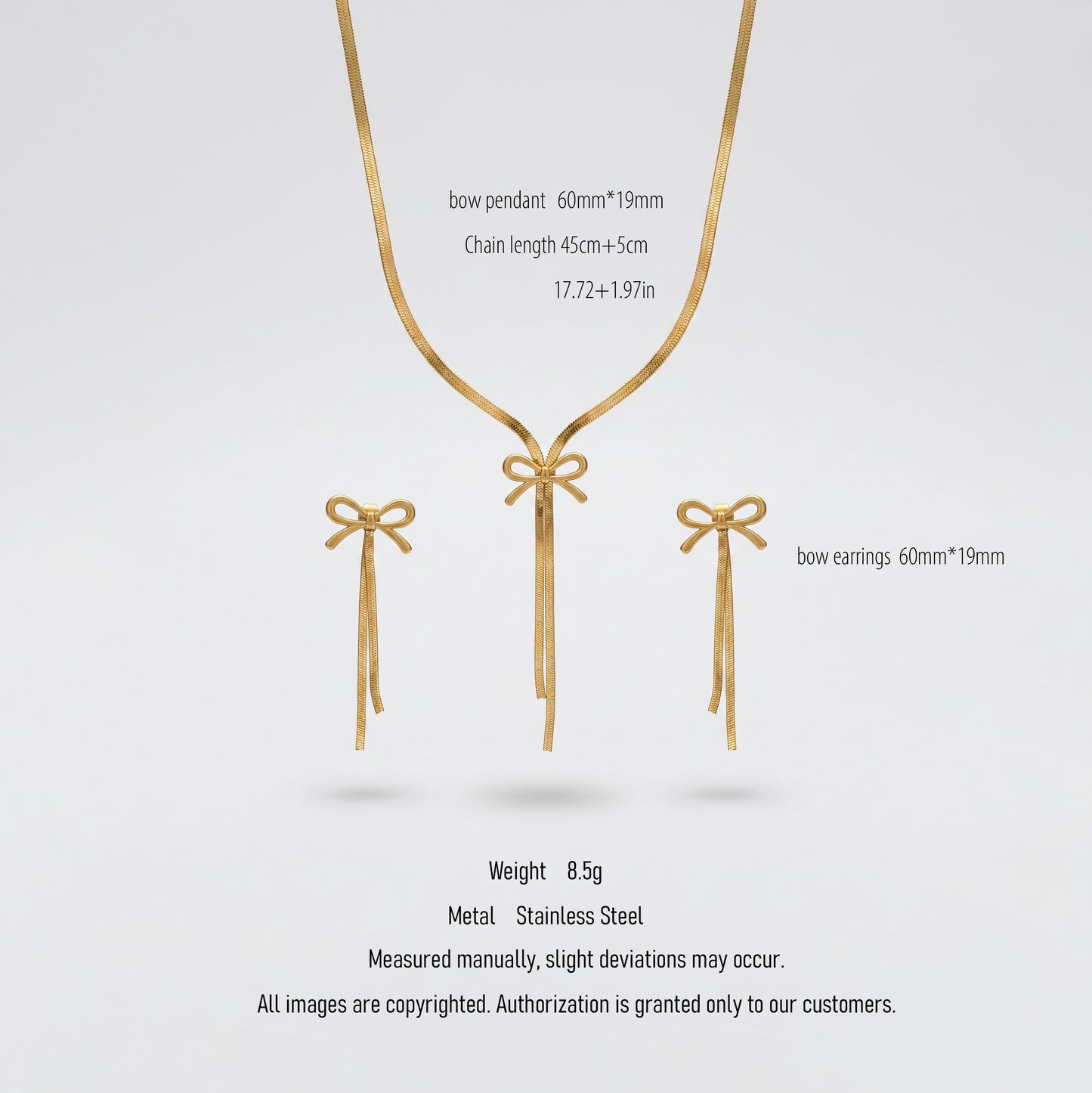 Stainless Steel Bow Tassel Jewelry Set for Women - Tarnish Free