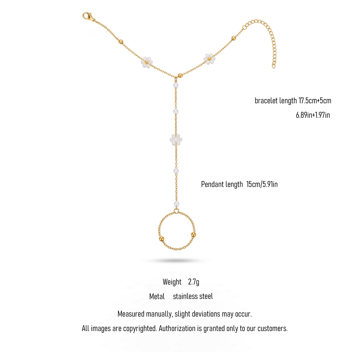Hypoallergenic Flower Hand Chain - Water & Tarnish Resistant