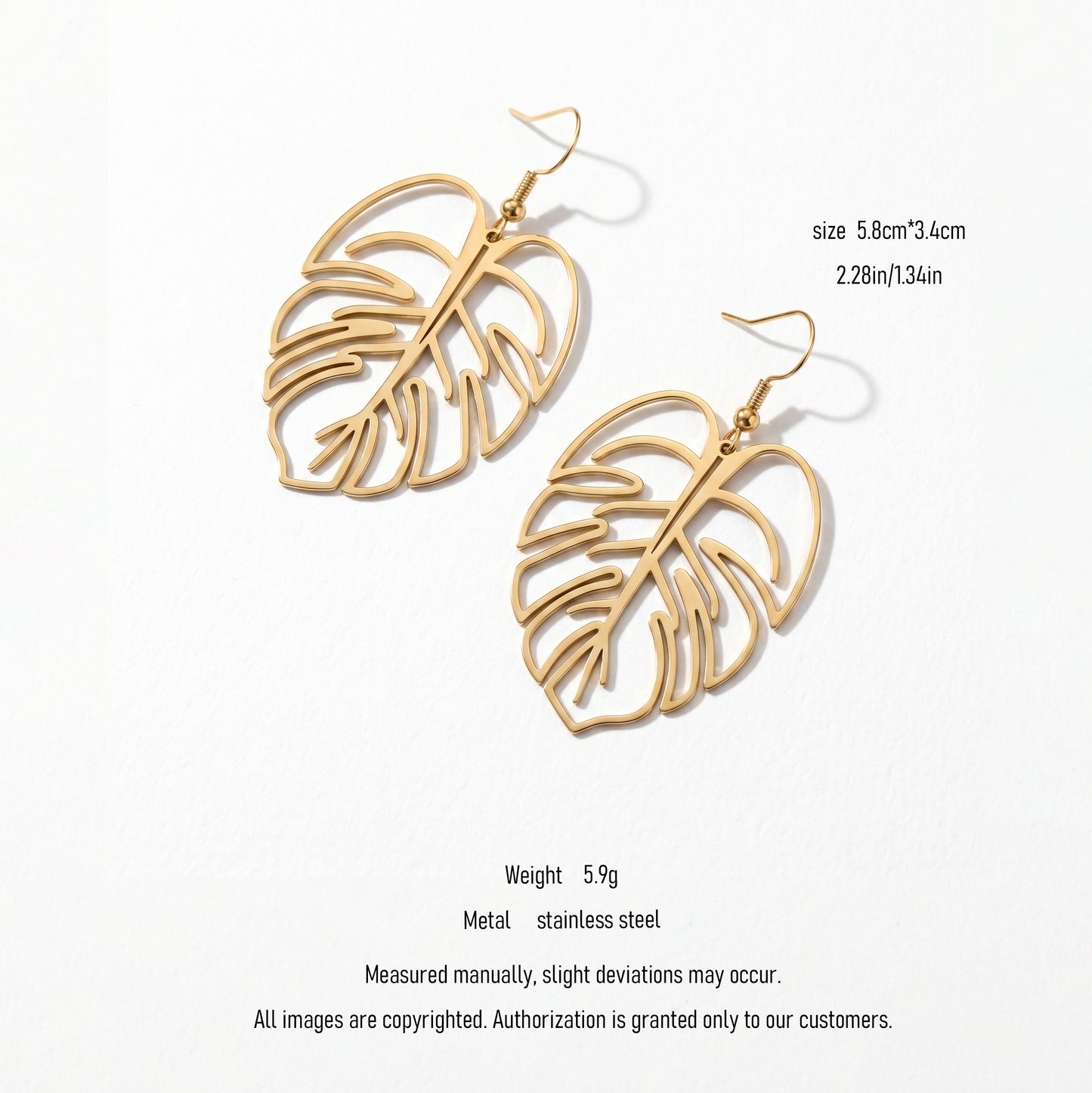 Delicate Monstera Leaf Drop Earrings - Minimalist Jungle Charm