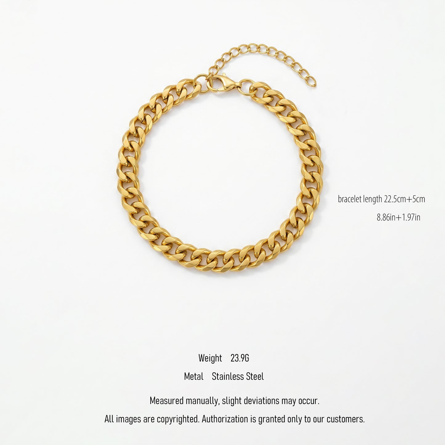 Thick Cuban Link Bracelet - 18K Gold Plated Waterproof Stainless Steel