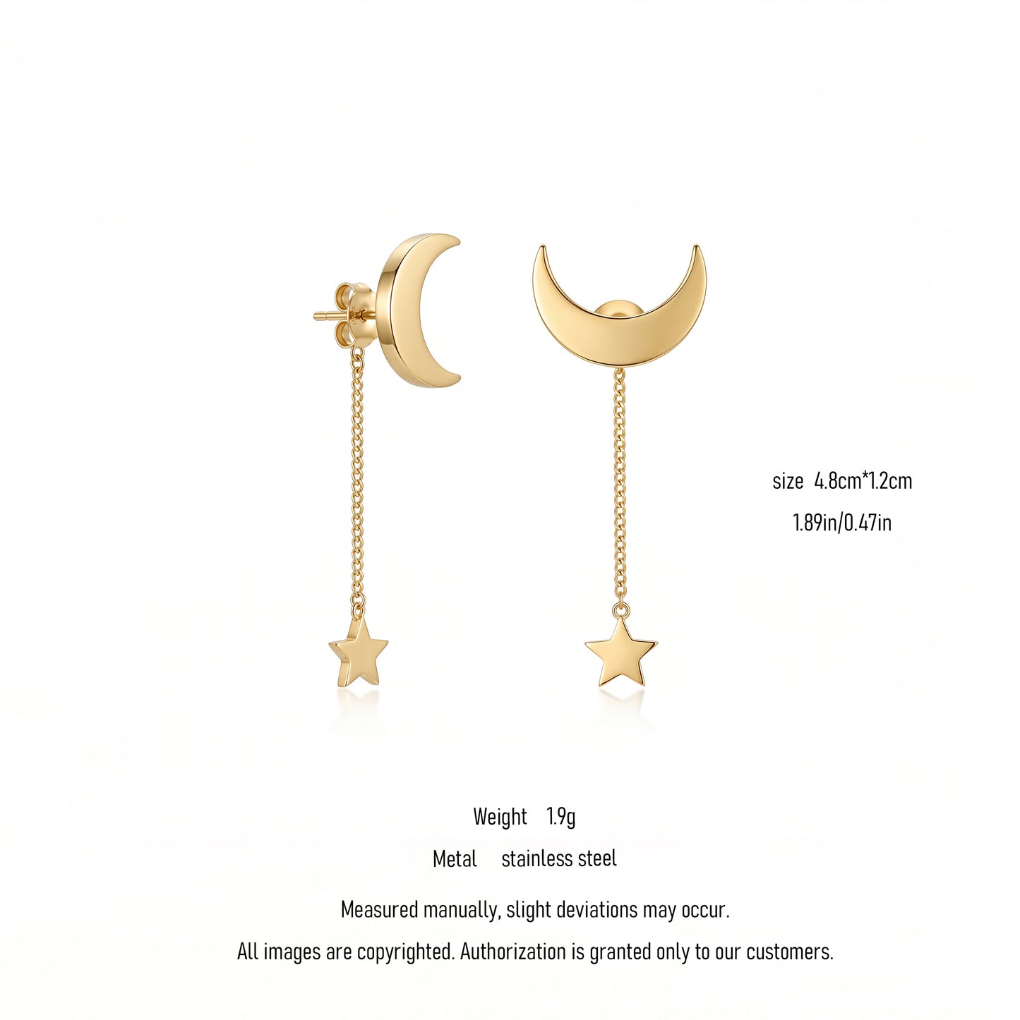 Versatile Moon & Star Chain Earrings - Casual & Night Out Wear