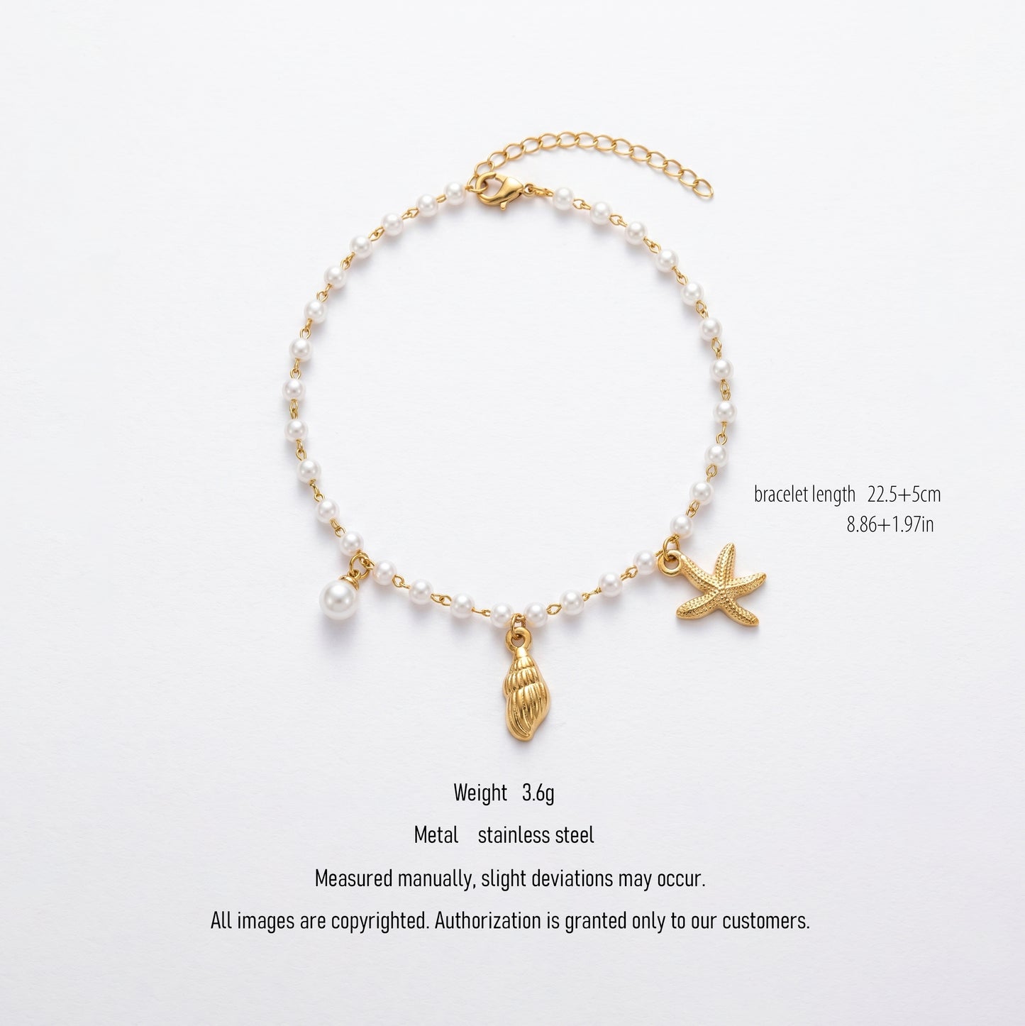 Beach & Ocean Ready Gold Starfish Pearl Bracelet, Water-Resistant