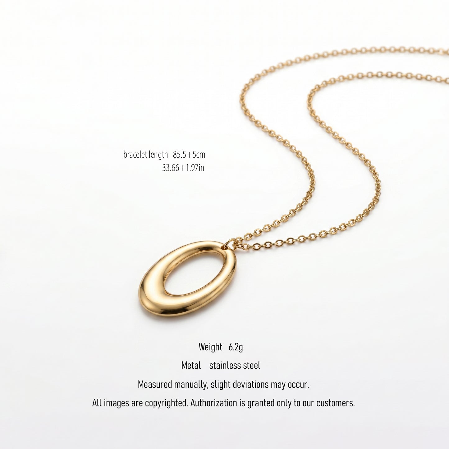 Sleek Gold Open Oval Pendant Necklace | Minimalist Office Wear Jewelry