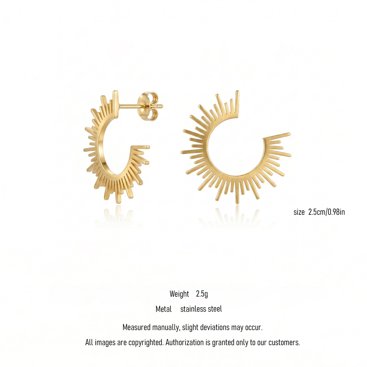 Hypoallergenic Sunburst Earrings - Water & Tarnish Resistant