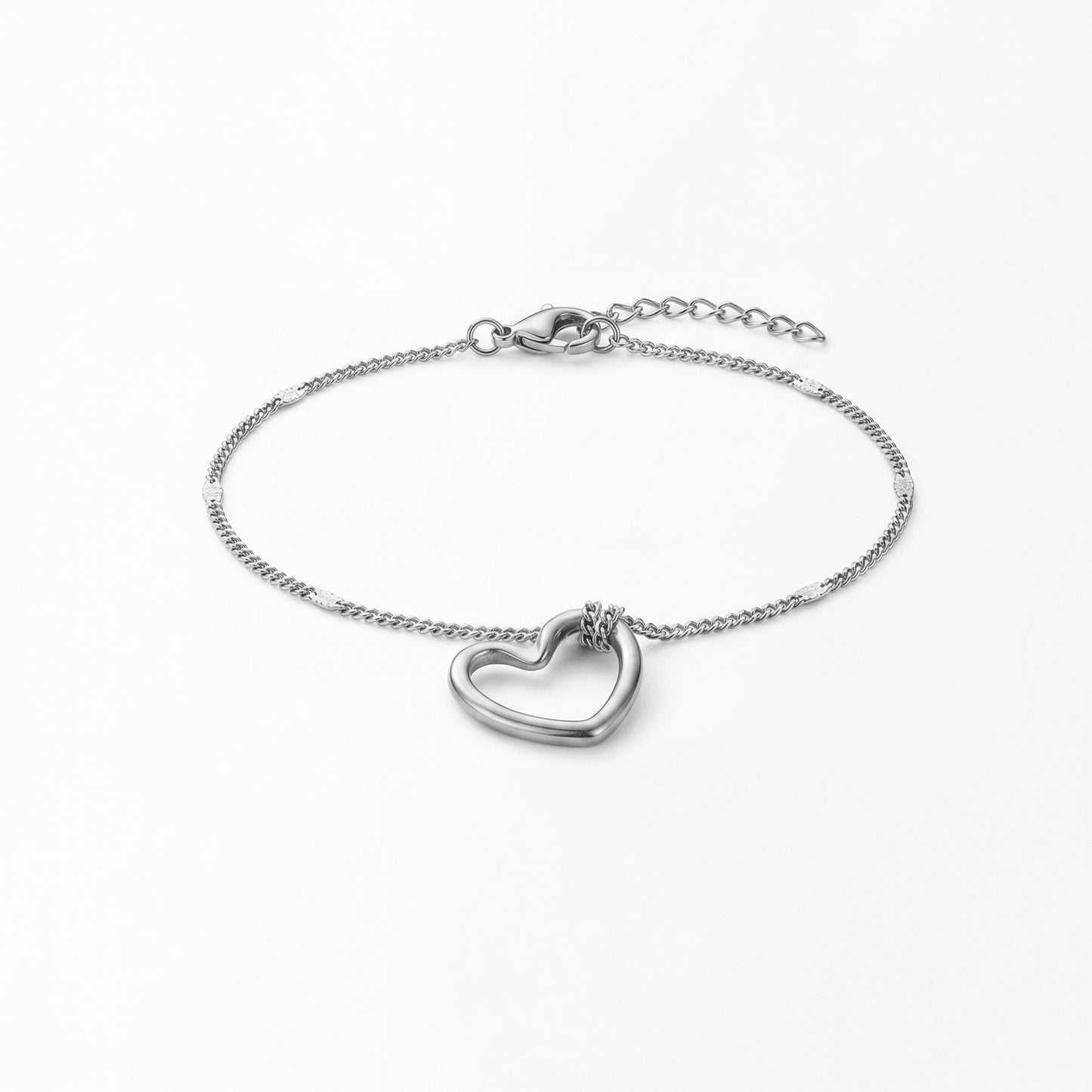 Adjustable Dainty Chain Open Heart Bracelet - Tarnish-Resistant Hypoallergenic for Women