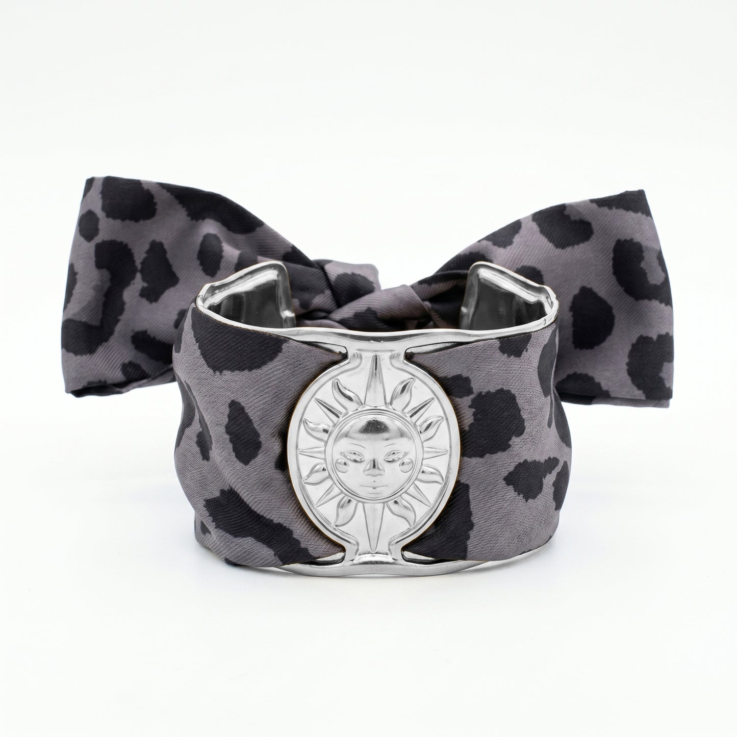 Adjustable Leopard Print Scarf Cuff Bracelet | Hypoallergenic Stainless Steel