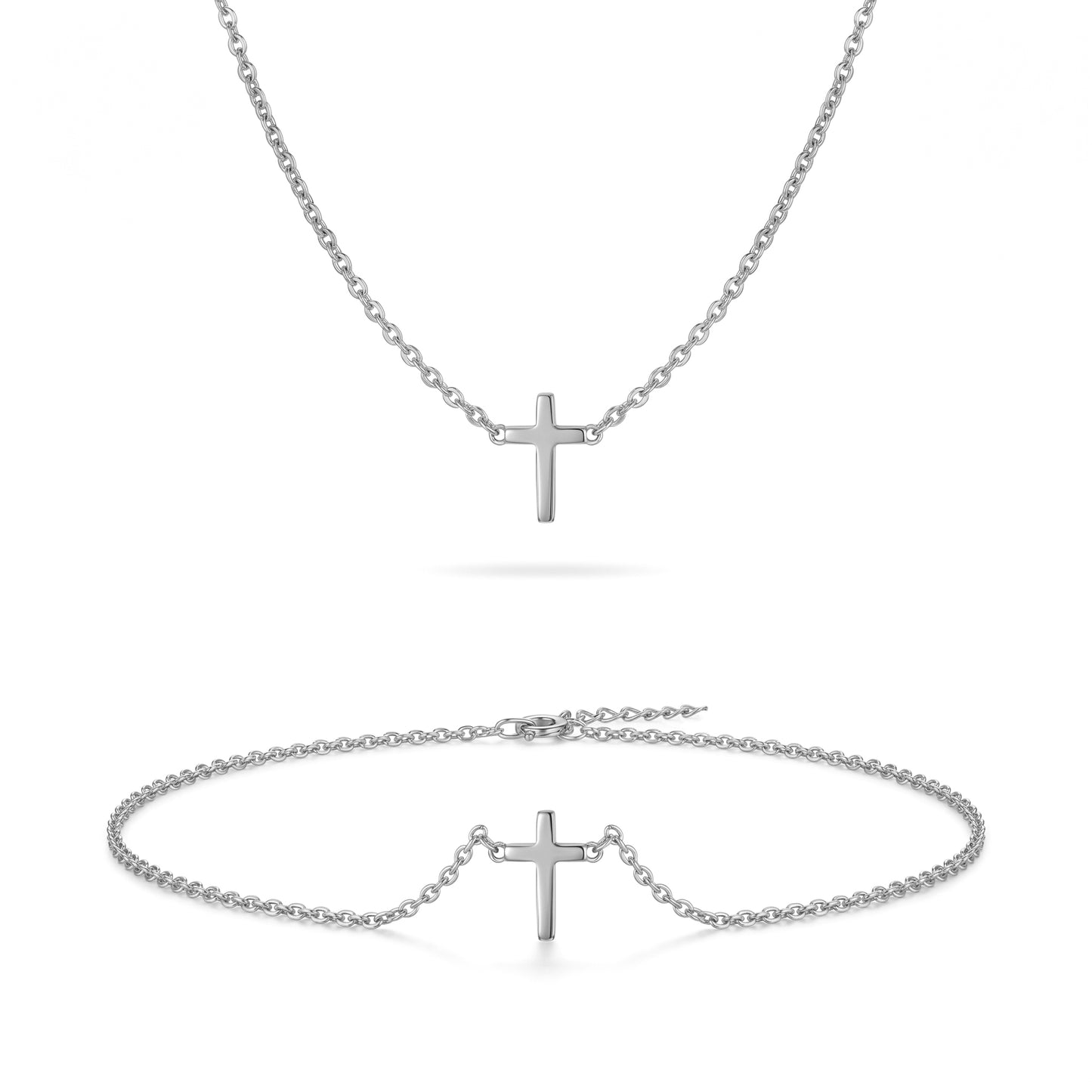 18K Gold Plated Horizontal Cross Necklace - Stainless Steel Dainty Minimalist Necklace for Women