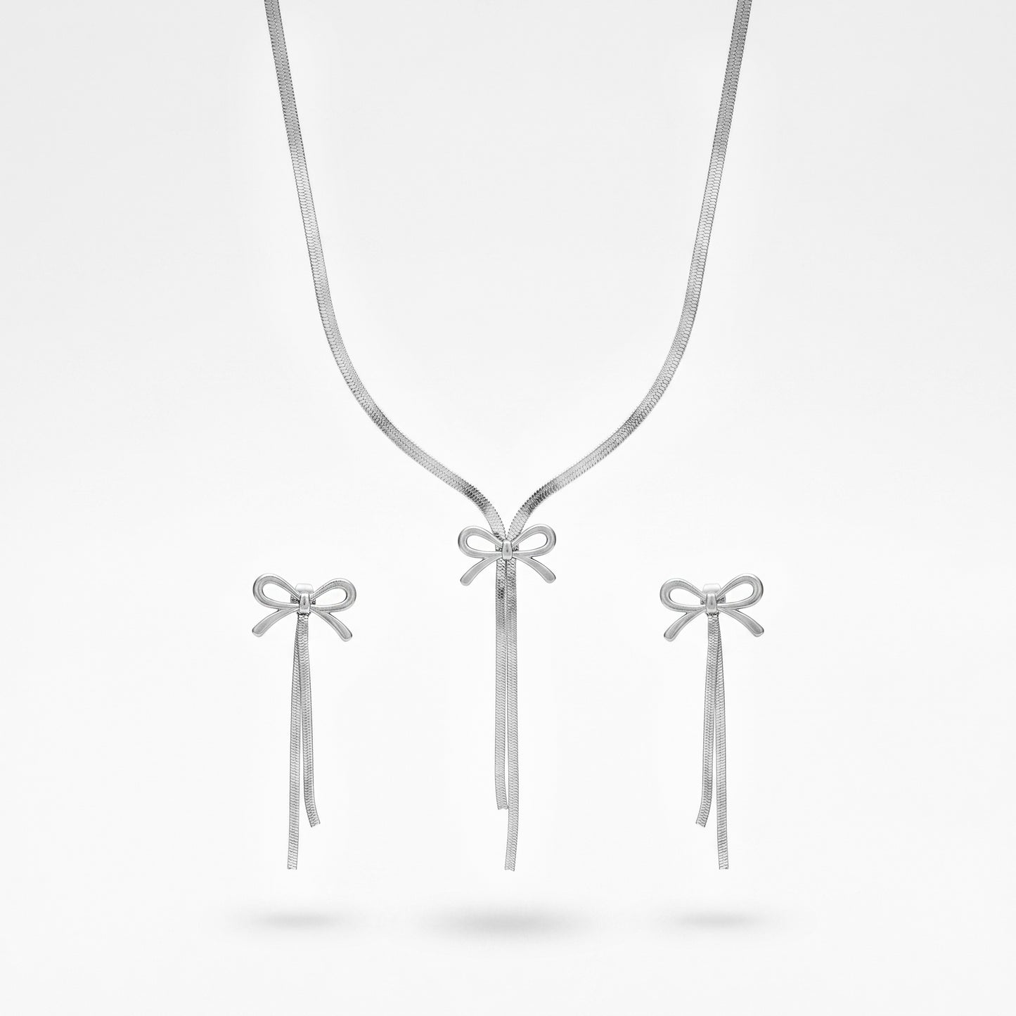 Stainless Steel Bow Tassel Jewelry Set for Women - Tarnish Free