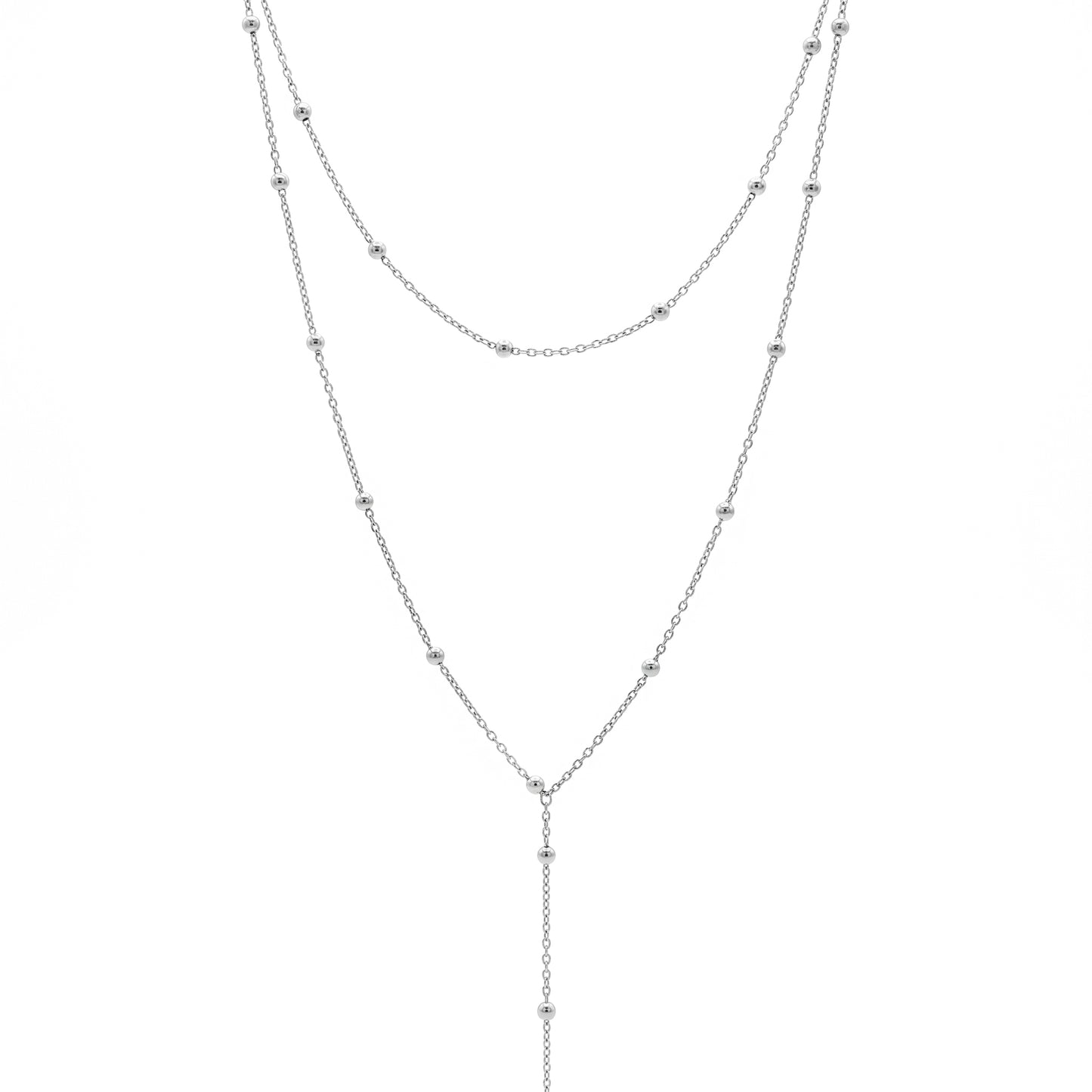 Adjustable Gold Layered Beaded Chain Necklace - 2Pcs Stackable Lariat Choker Set for Daily Wear & Gifting