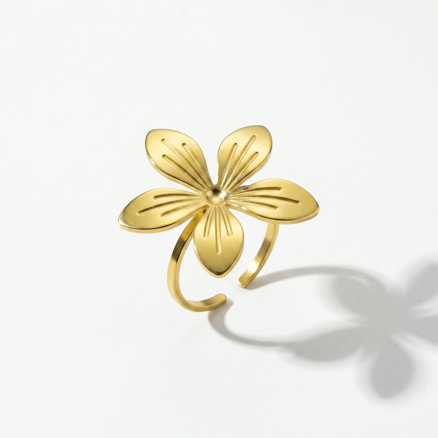 Tropical Bloom Jewelry Set – Gold Flower Necklace Earrings & Ring for Sun-Kissed Elegance