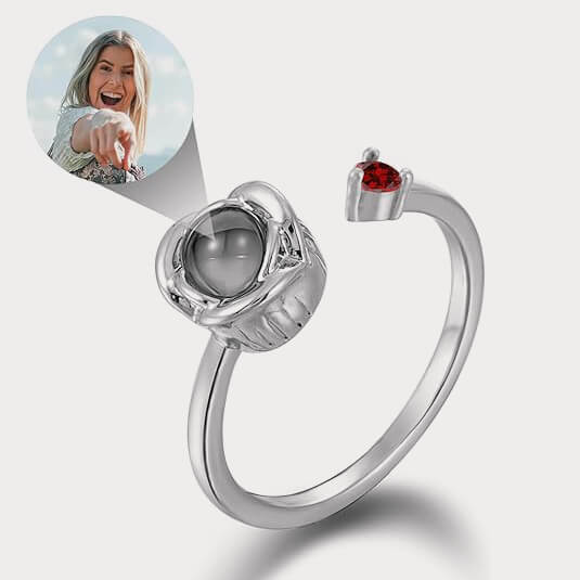 January + Silver Rose Ring