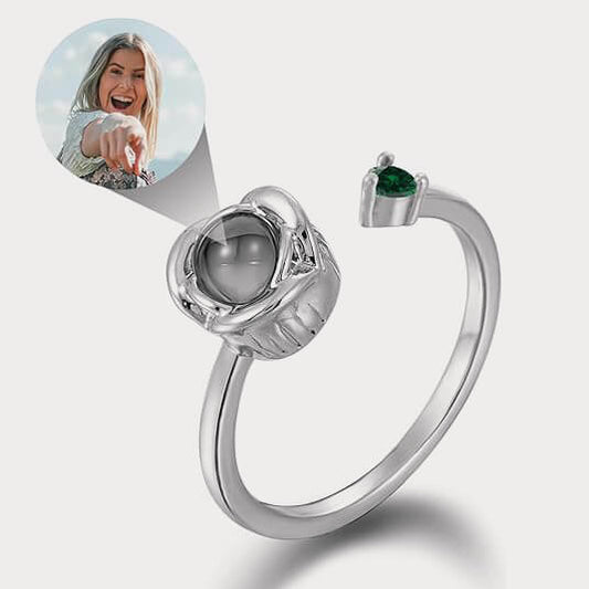 May + Silver Rose Ring