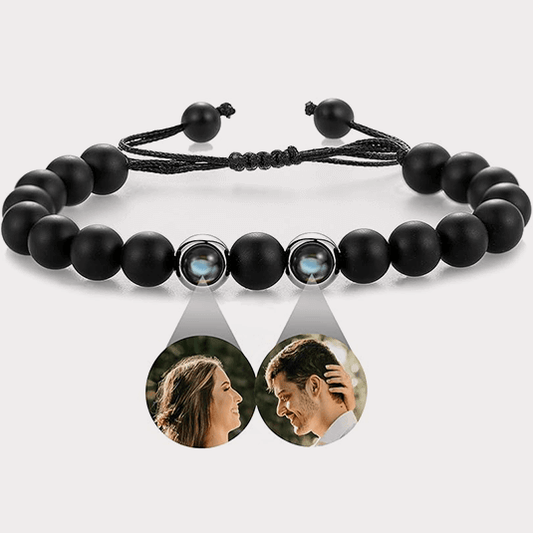 Double bead projection black onyx bracelet