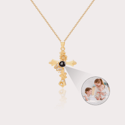 Golden cross butterfly necklace