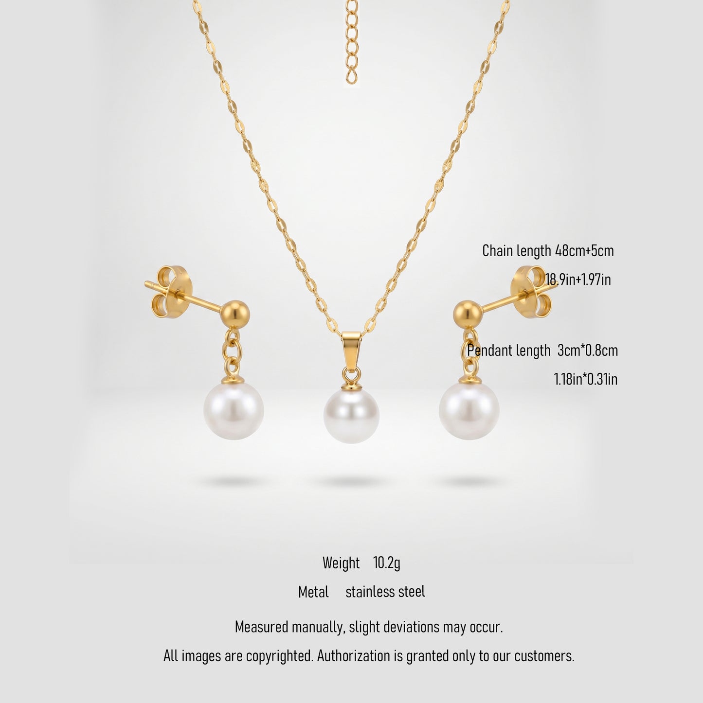 Golden Pearl Drop Jewelry Set – Elegant Minimalist Necklace & Earrings for Timeless Coastal Style