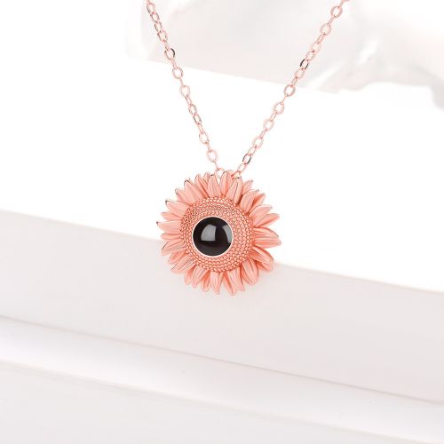 Rose gold sunflower necklace