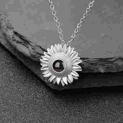 Silver sunflower necklace