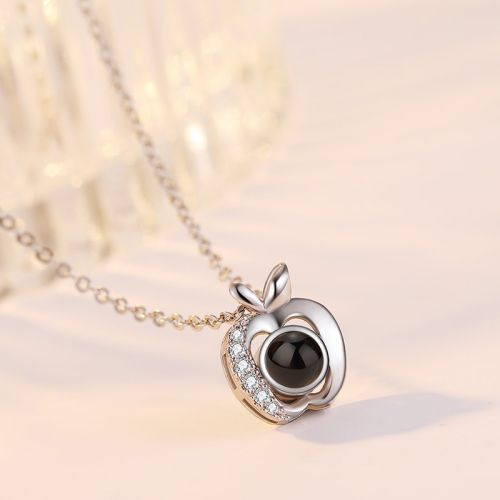 Silver apple necklace