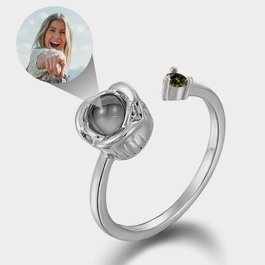 August + Silver Rose Ring