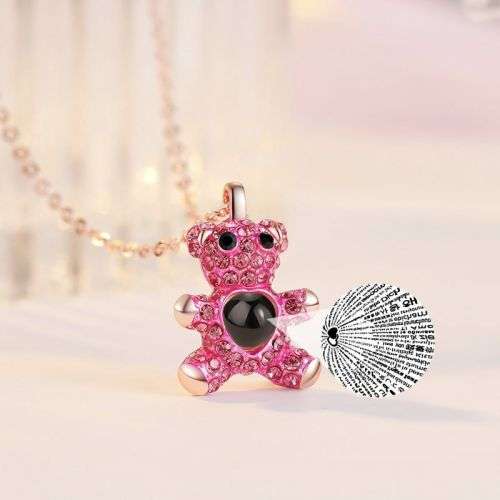 Pink bear necklace