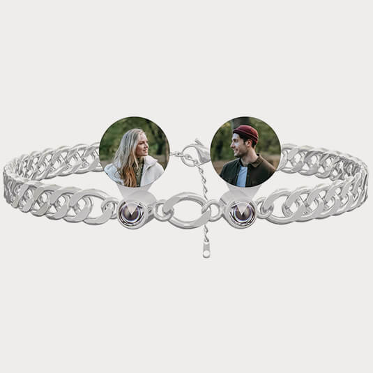 Double projection silver Cuban bracelet