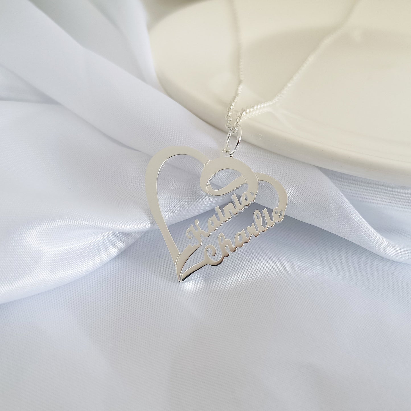 Heart name necklace