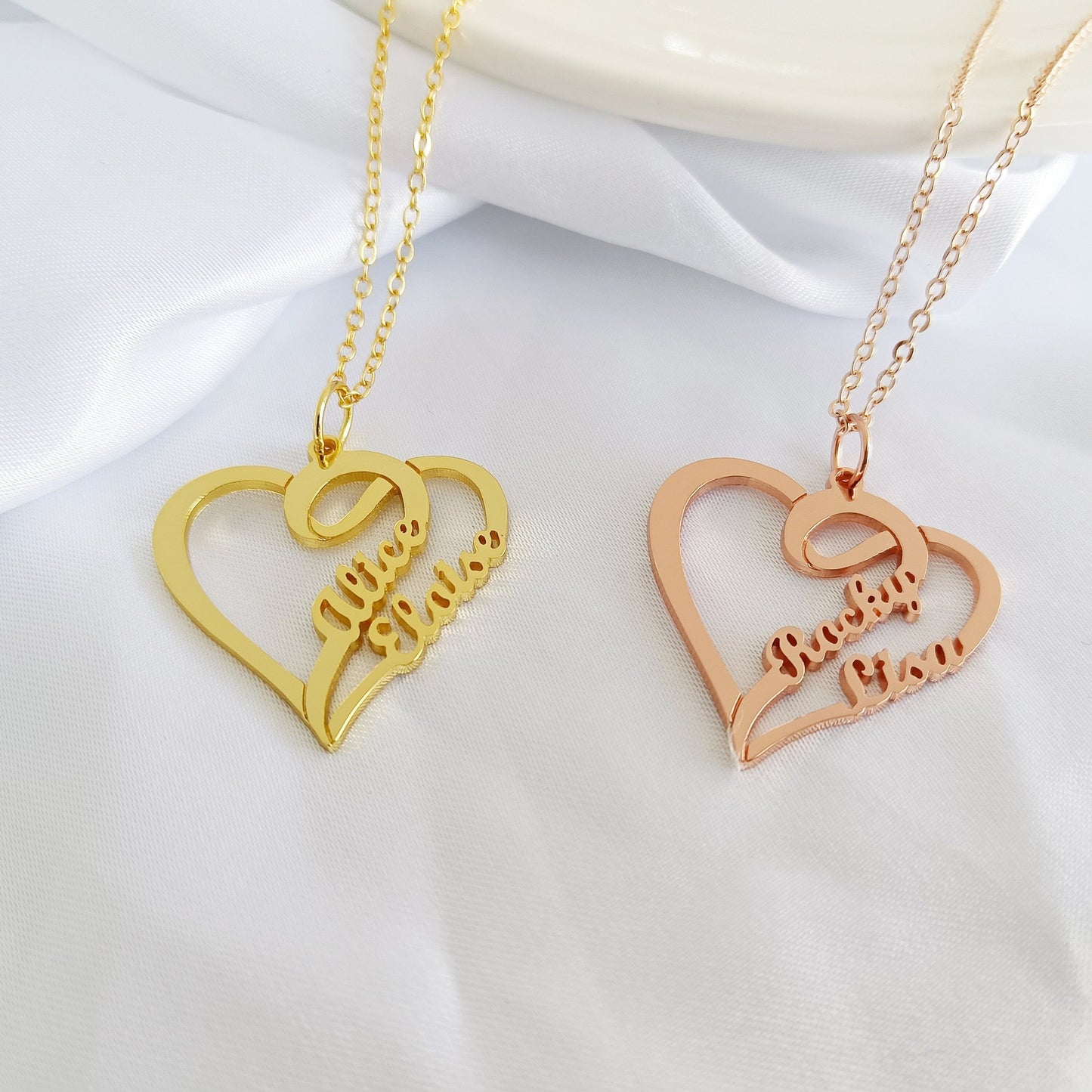 Heart name necklace