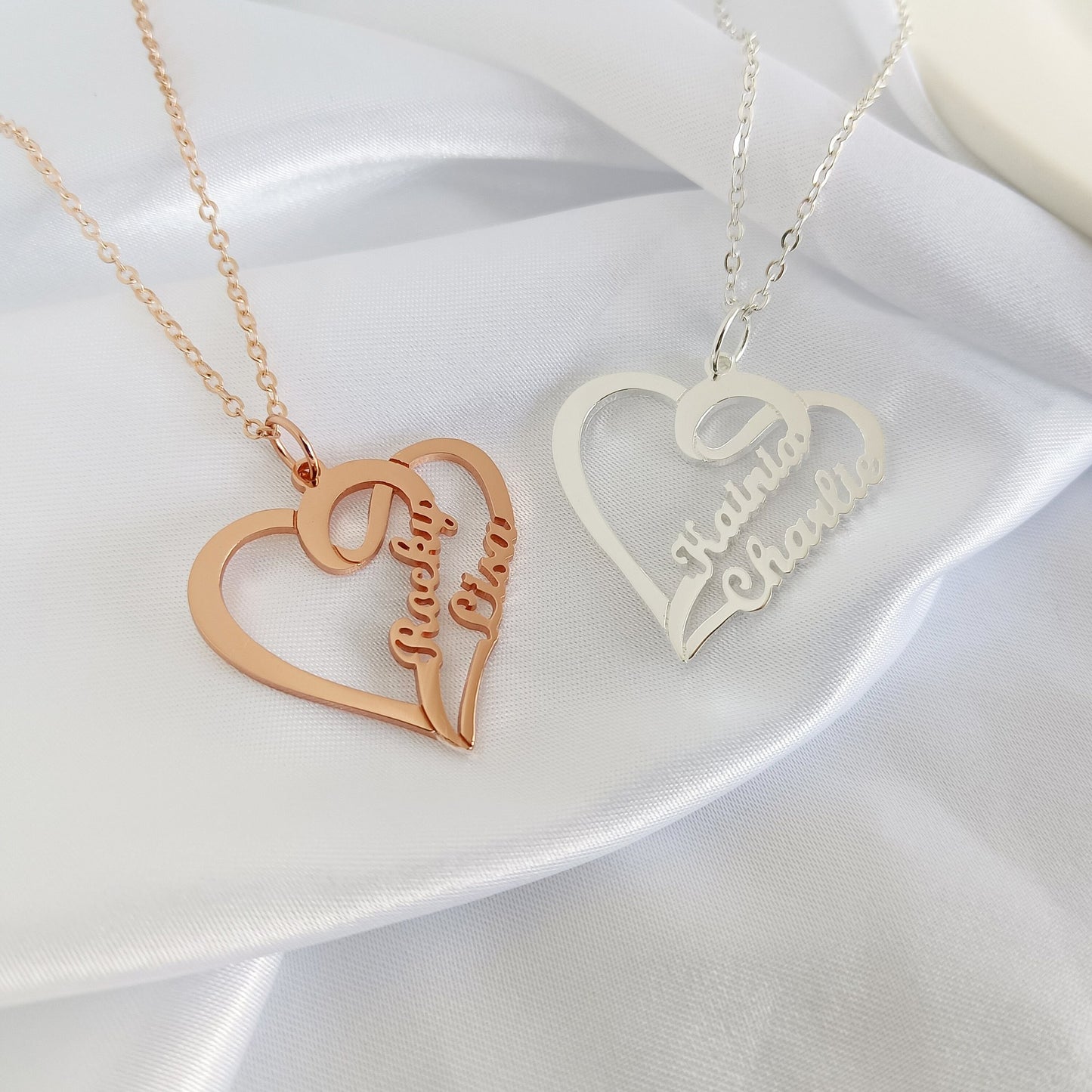 Heart name necklace