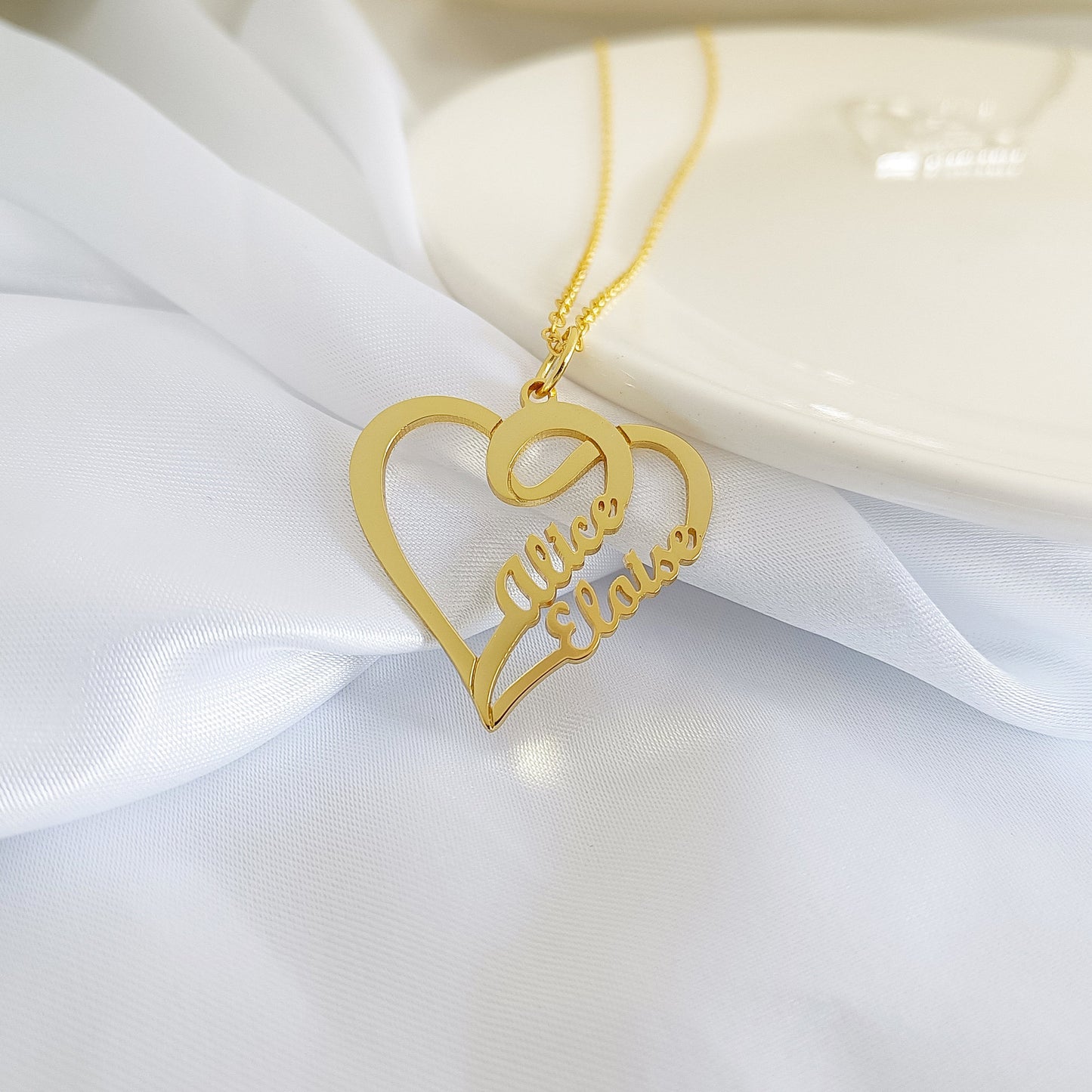 Heart name necklace