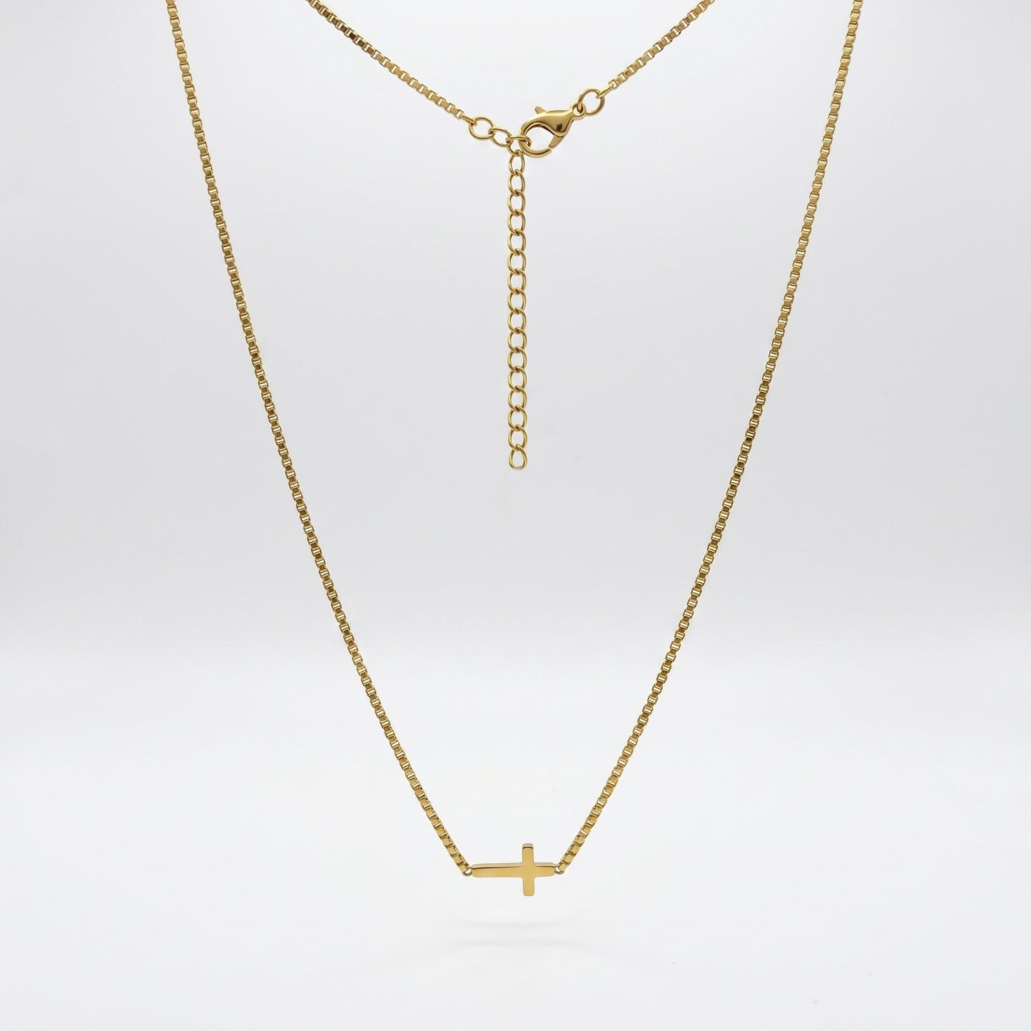 Minimalist Horizontal Cross Choker Necklace - Waterproof 18K Gold Plated