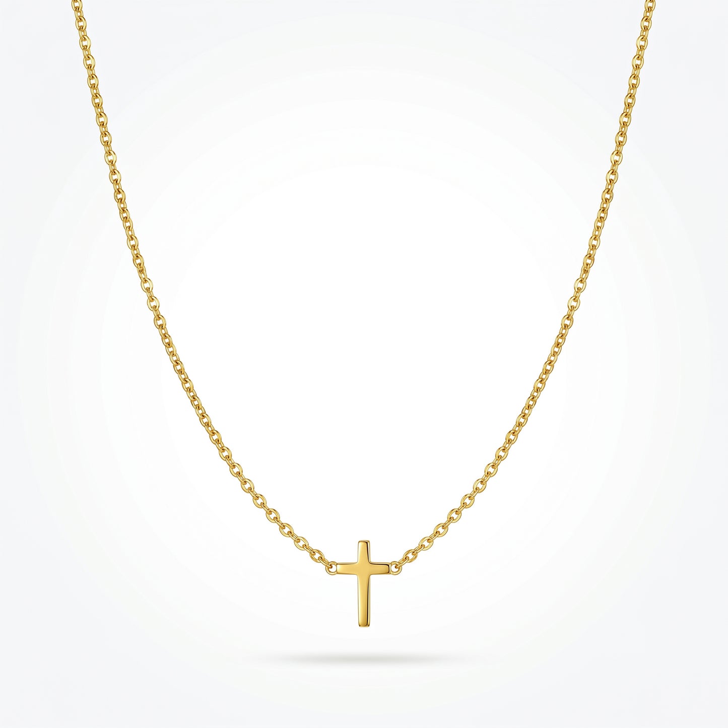 18K Gold Plated Horizontal Cross Necklace - Stainless Steel Dainty Minimalist Necklace for Women