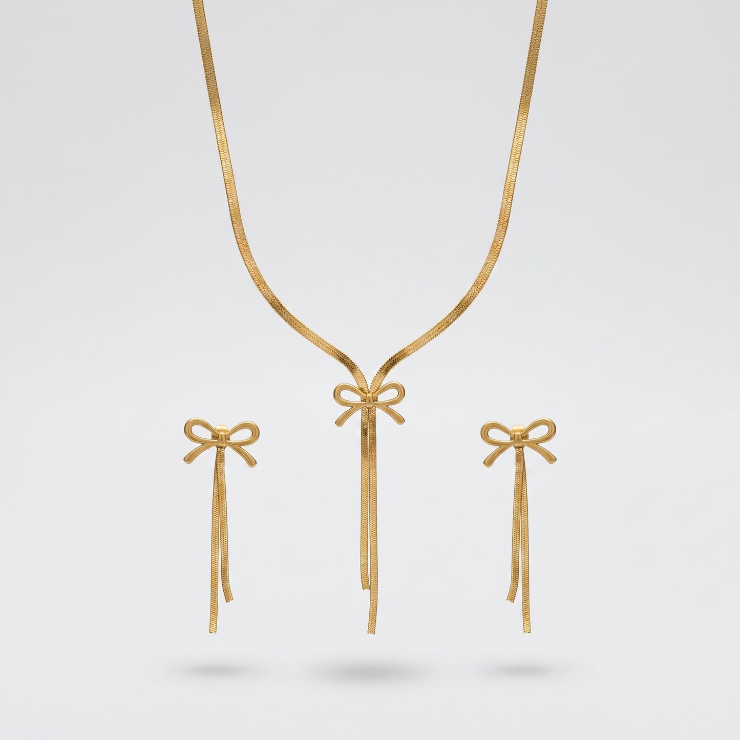 Stainless Steel Bow Tassel Jewelry Set for Women - Tarnish Free