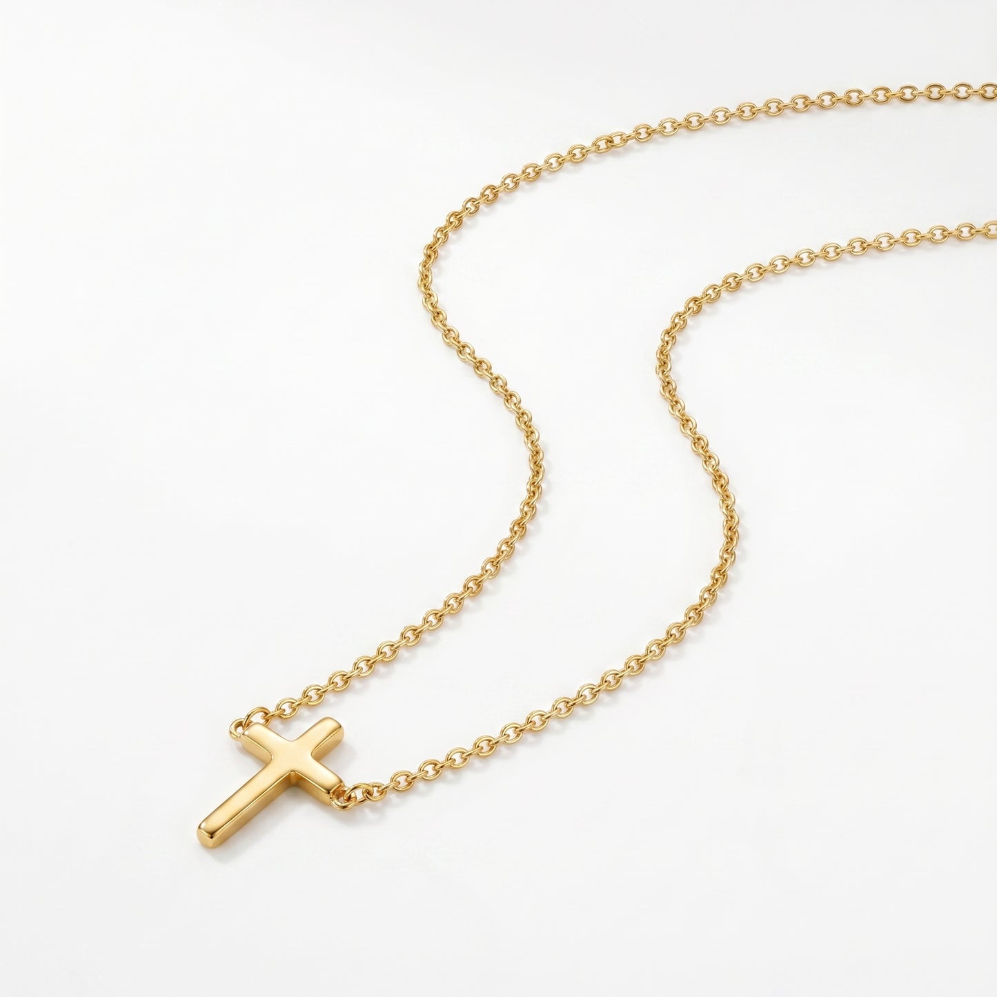 18K Gold Plated Horizontal Cross Necklace - Stainless Steel Dainty Minimalist Necklace for Women