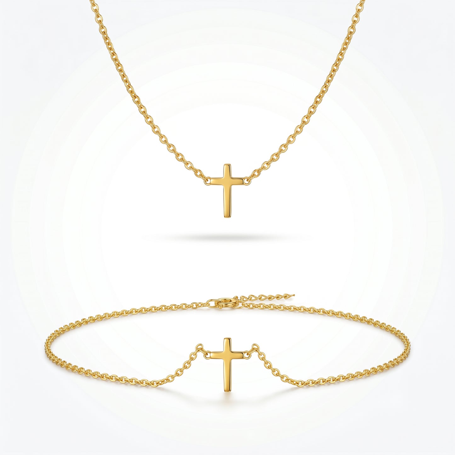 18K Gold Plated Horizontal Cross Necklace - Stainless Steel Dainty Minimalist Necklace for Women