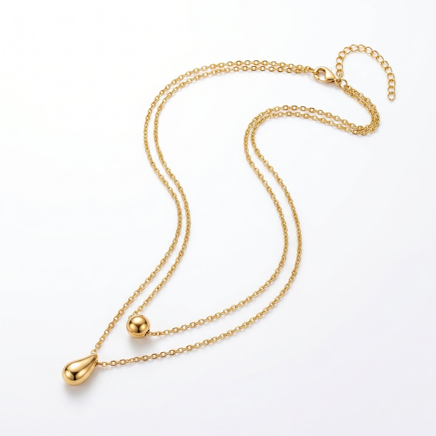 Tarnish-Free Double Layer Teardrop Necklace, All-Season Wear