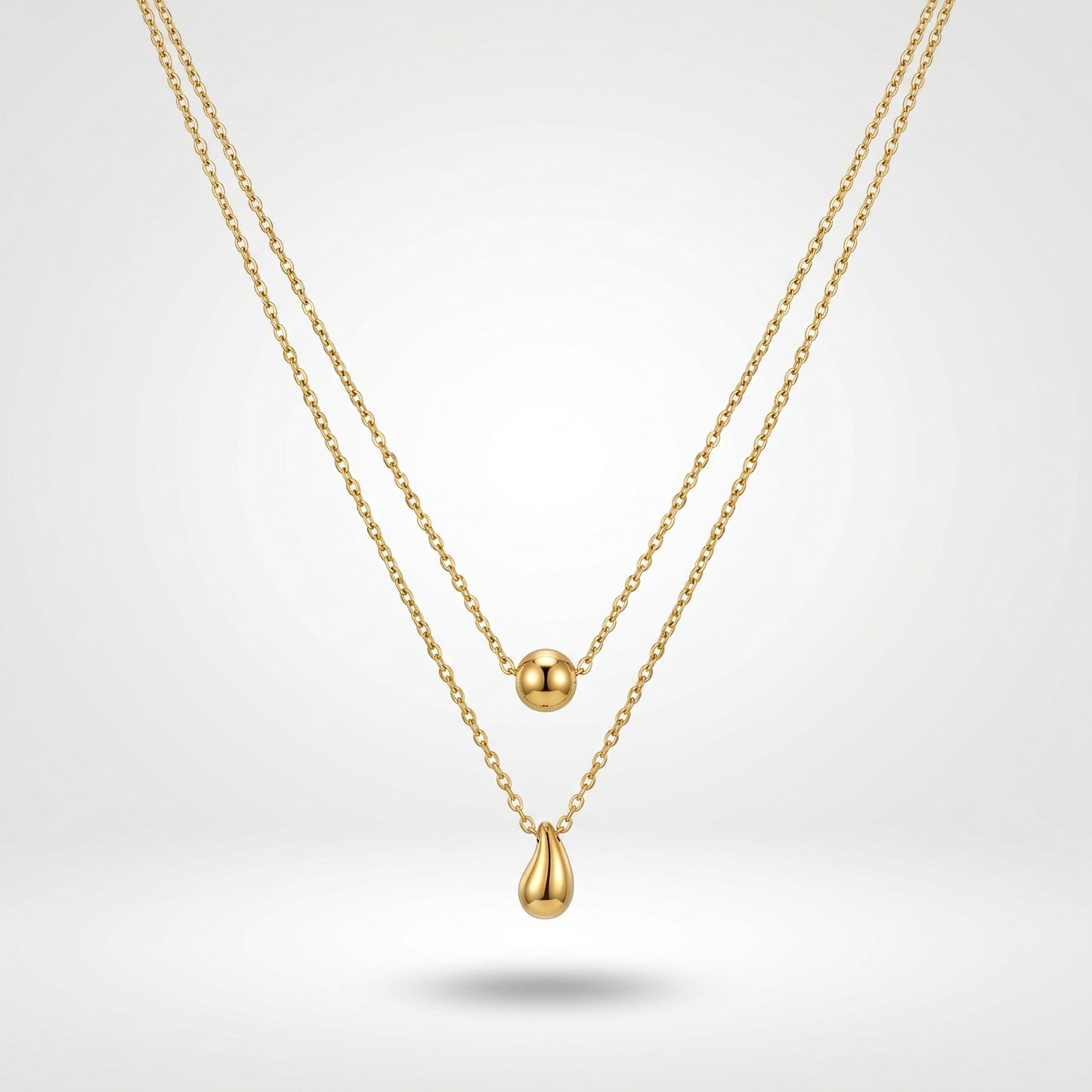 Tarnish-Free Double Layer Teardrop Necklace, All-Season Wear