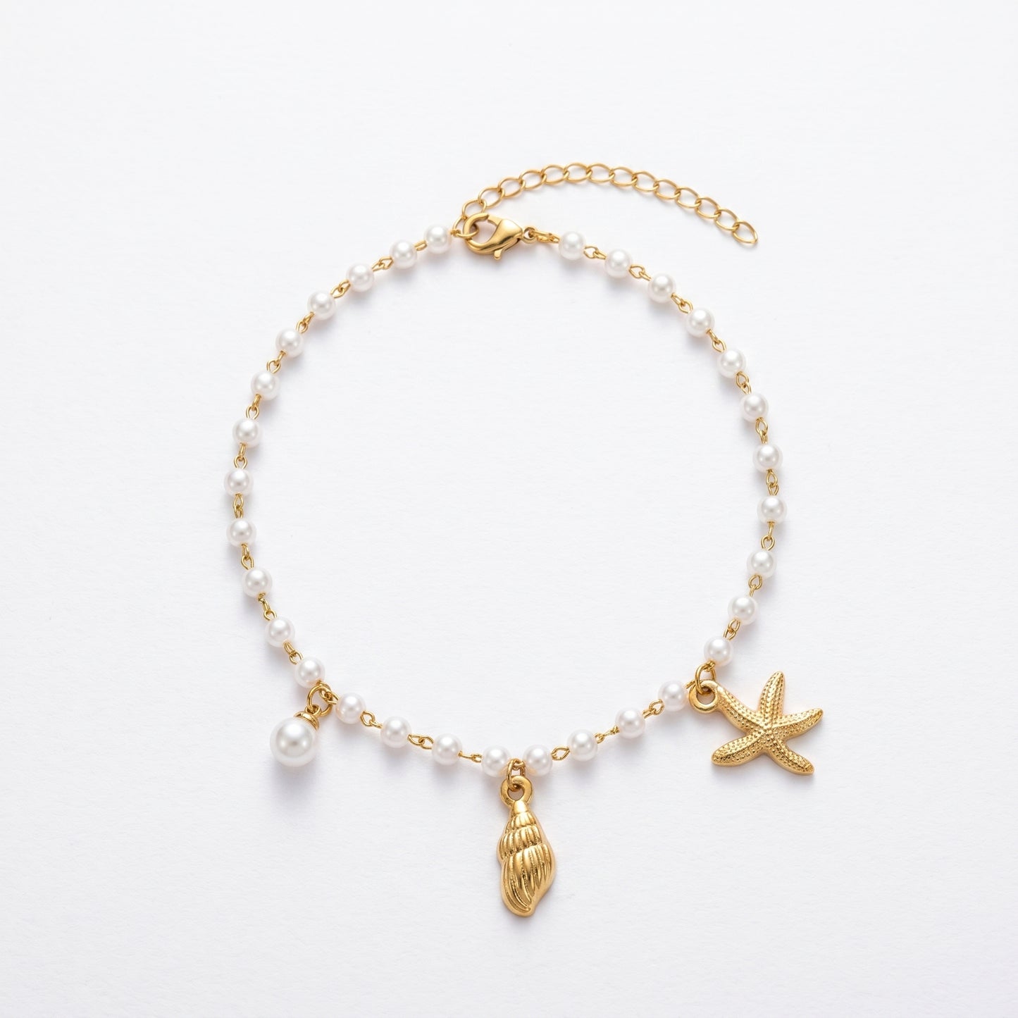 Beach & Ocean Ready Gold Starfish Pearl Bracelet, Water-Resistant