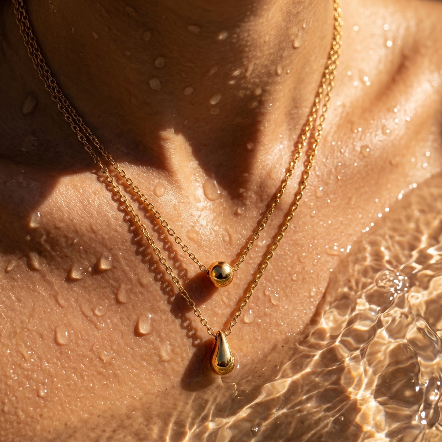 Tarnish-Free Double Layer Teardrop Necklace, All-Season Wear