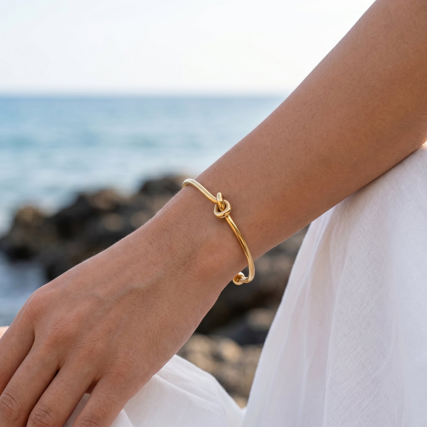 Delicate Love Knot Cuff, Sunset Beach Edition