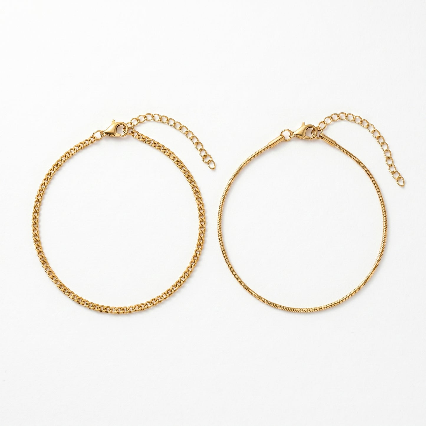 Luxury 18K Gold Layered Bracelet Set - Curb Chain & Snake Chain Tarnish-Resistant Bracelet Collection for Gifting