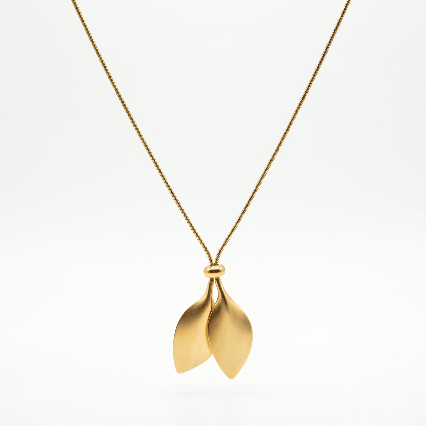 Abstract Double Leaf Pendant Necklace - Durable, Water-Resistant Statement Piece