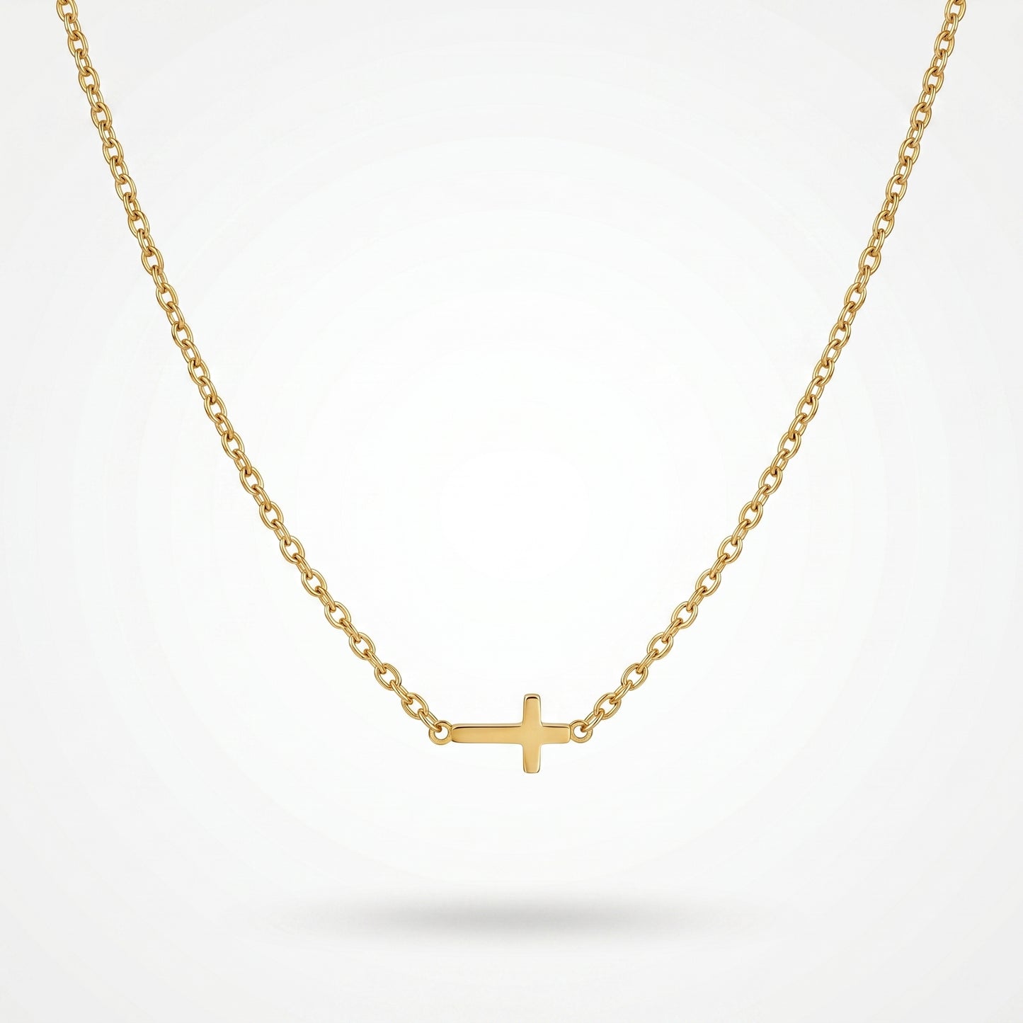 Sleek Horizontal Cross Chain - Durable, Water-Resistant Religious-Inspired Piece