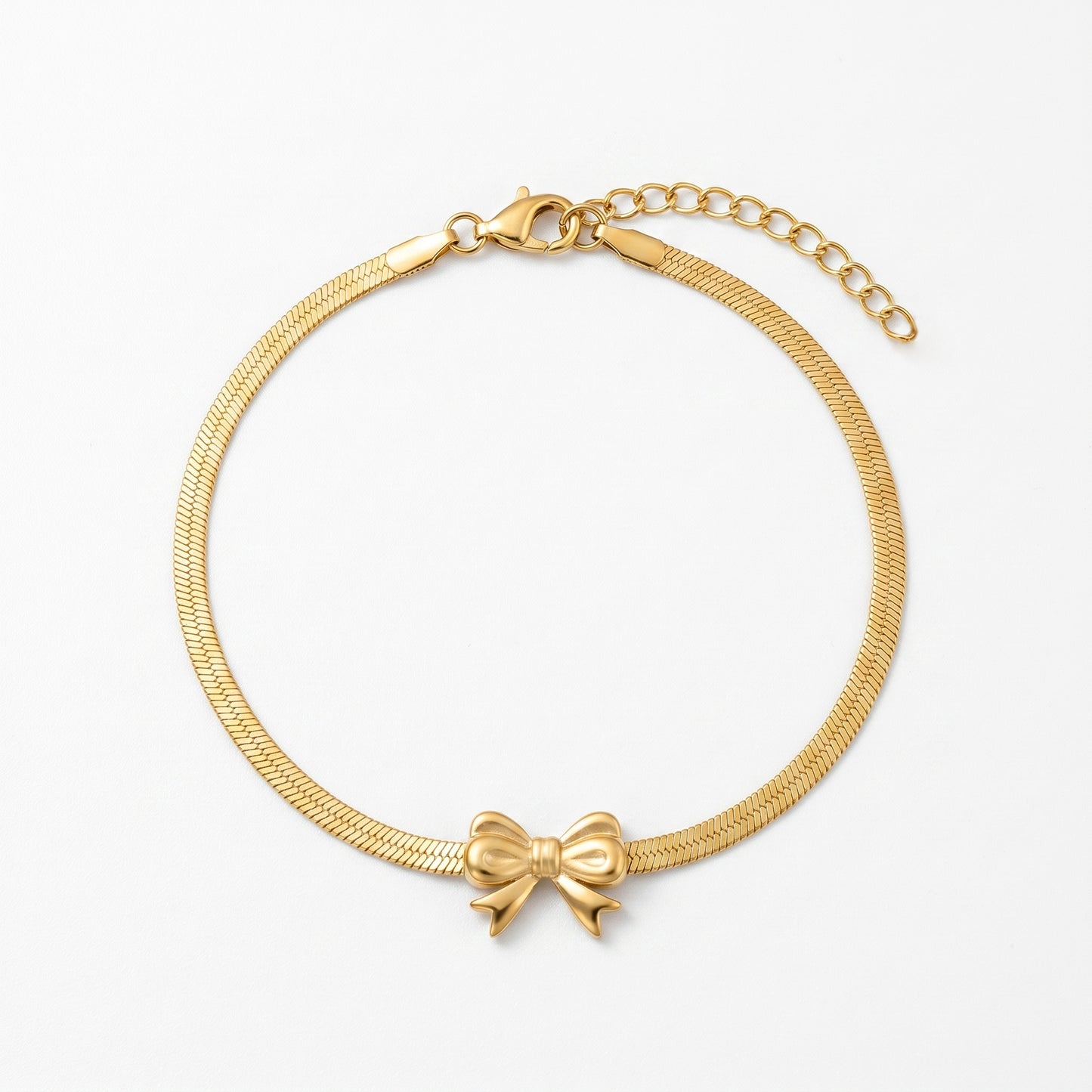 Bow Charm Bracelet - 18K Gold Plated Waterproof Stainless Steel